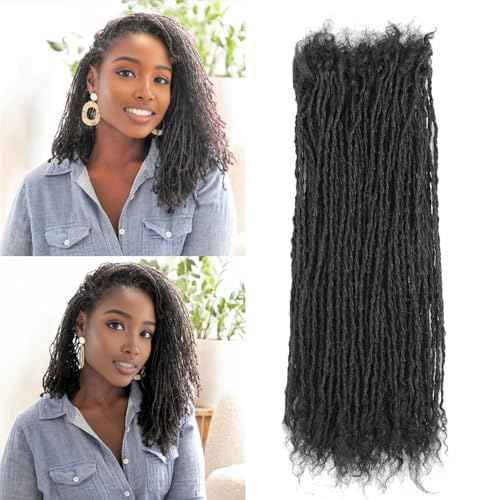 8-12 Inch Sister locs Human Hair Handmade Interlock Locs Curly Tips Sister Locs Real Human Hair Microlocs Extensions Permanent Dreadlock Extensions Natural Soft Looking (0.2cm,12 Inch-20 Strands)