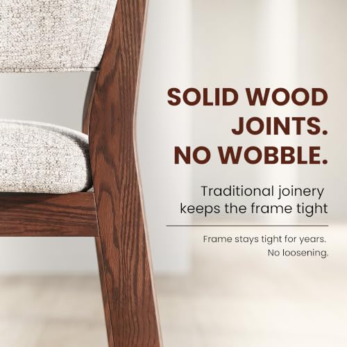 COLAMY Upholstered Dining Chair, Solid Red Oak Wood
