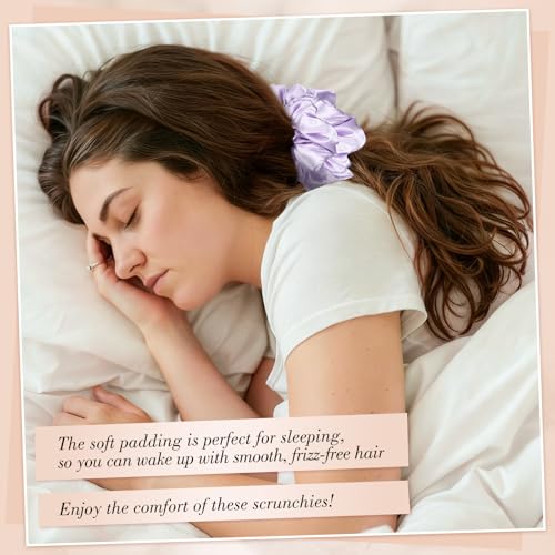 Oversized Satin Scrunchies for Thick Curly Hair - No-Crease Hair Ties (3 Pack)