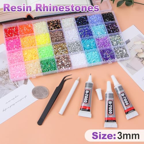 32 Colors Bedazzling Kit with 45000 3mm Flatback Rhinestones