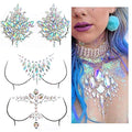 Breast Jewels Rhinestone Tattoo Stickers - 3 Sets Self-Adhesive Body Gems