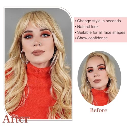 Lommel Clip-In Bangs Human Hair Wispy Curtain Fringe for Women, Natural Ash Blonde