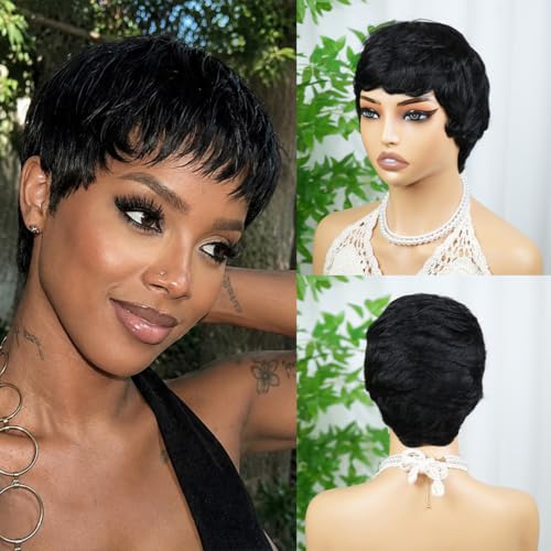 Short Pixie Cut Wig - Brazilian Virgin Human Hair for Black Women