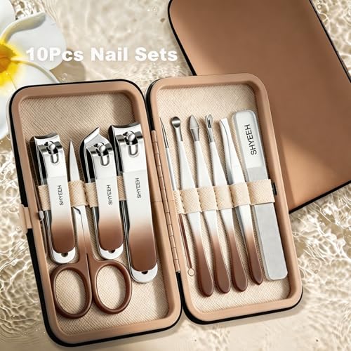 10-Piece High-Carbon Steel Manicure Set with Leather Case