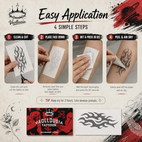 Vaollousia Semi-Permanent Temporary Tattoos - 7-15 Days