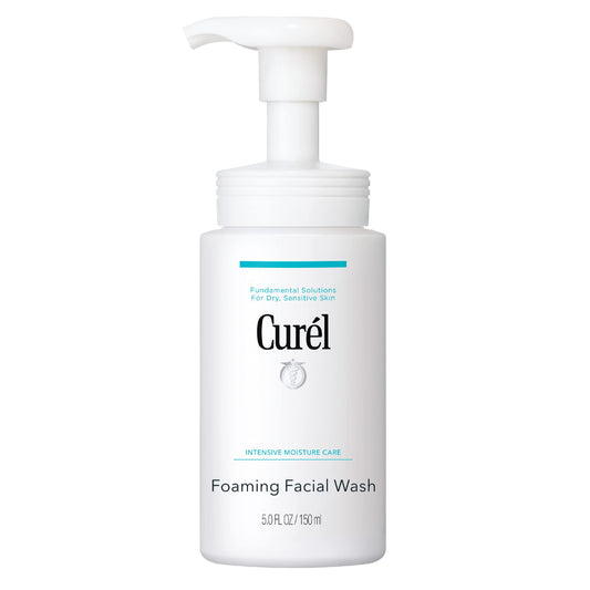 Curel Japanese Skin Care Foaming Daily Face Wash for Sensitive Skin, Hydrating Facial Cleanser for Dry Skin, pH-Balanced and Fragrance-Free, 5 Oz (Step 2 of 2-Step Skincare)