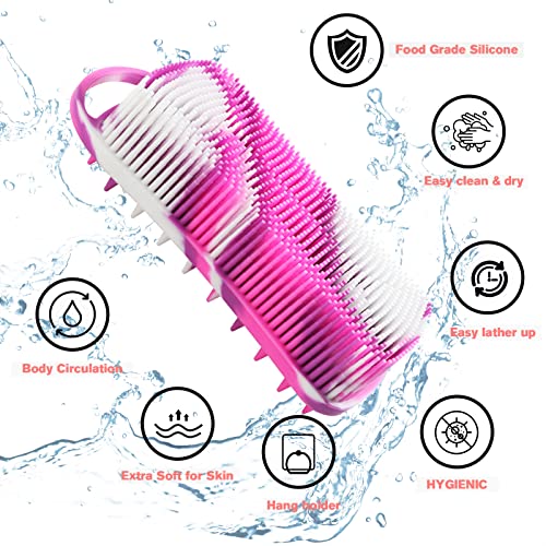 Silicone Body Scrubber for Women, 2-Pack Loofah & Scalp Massager