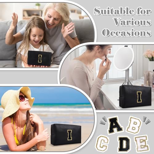 Personalized Chenille Letter Makeup Bag with Zipper