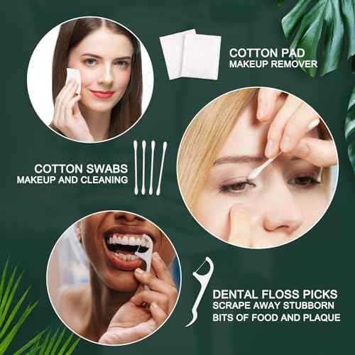 100 Pack Hotel Vanity Kit Individually Wrapped, Bulk Hotel Amenities Kit, Hospitality Set, Amenities Hotel Vanity Set Hygiene Products Include Cotton Pads, Cotton Swabs, Dental Floss Picks