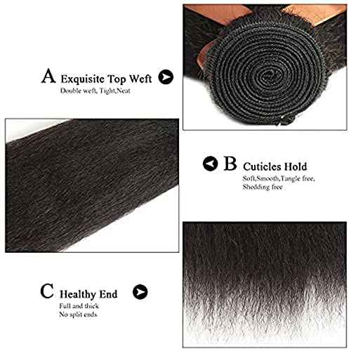 10 12 14 Inch #1B Yaki Straight Bundles Human Hair 3 Bundles Brazilian Remy Hair 100 Grams/Bundle 10A Grade Unprocessed Virgin Hairs Kinky Straight Bundle Weaves Extensions