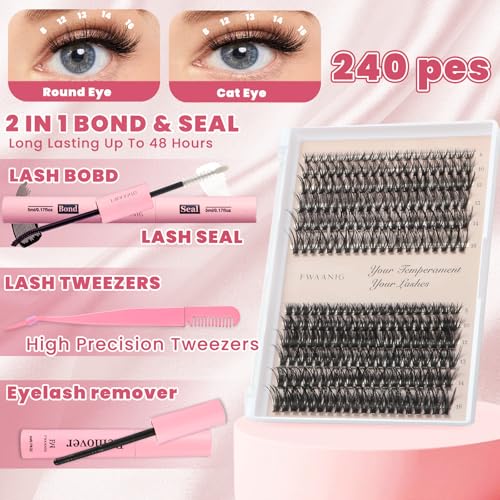 False Eyelash Clusters Kit - 240PCS Fuller Wispy Lashes 8-16mm
