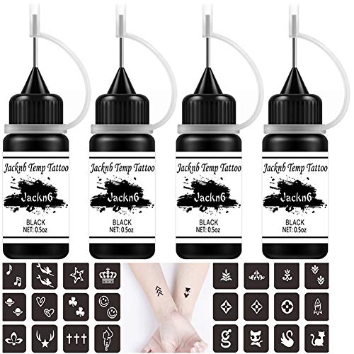 Temporary Tattoo Kit with Jagua Gel Ink - 4 Bottles