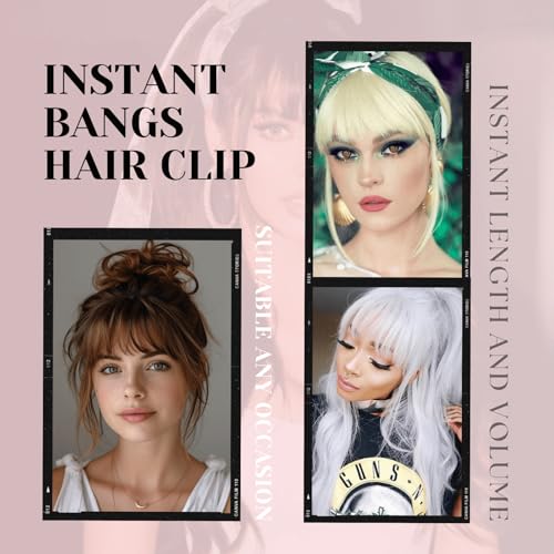 VAVANGA Clip-In French Bangs for Women - Long Wispy Fringe, Jet Black