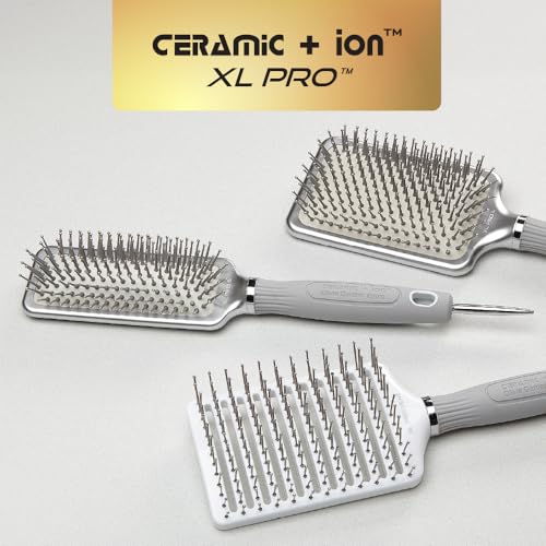Olivia Garden Ceramic + Ion XL Pro Hair Brush - Paddle Brush for All Hair Types - Smooths and Adds Shine
