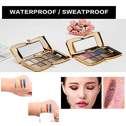 Sparkly Eyeshadow Palette&Shimmer Eyeshadow Palette&Glitter Eyeshadow Palette,Gold Glitter Highly Pigmented Long Lasting Waterproof Sweatproof Make Up Palettes for Women (10 COLOR)