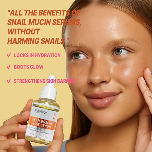 Snail Free Mucin Serum,Bean Essence 50,000ppm Korean skin care,Facial Glow Moisturizer for Glass skin? Hydrating Boost,Unscented Soothing Moisturizer? Strengthens Skin Barrier ? 1.01 fl.oz