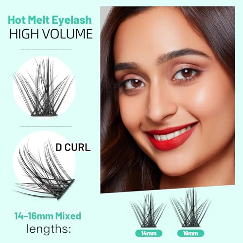 Bodermincer Lashes Clusters 10+12mm/12+14mm/14+16mm/16+18mm/10-12-14-16mm/14-16-18mm Mixed and 8-20mm to Choose Lashes Extension Kit lash Clusters Lashes Wispy Eyelash Extension (14+16mm Mixed)