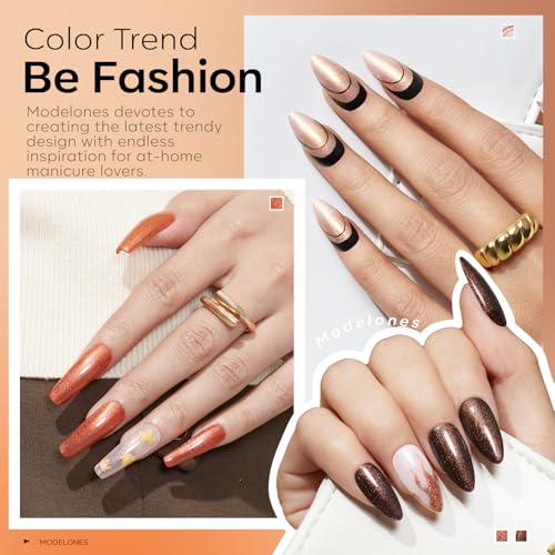 Modelones Fall Glitter Nude Gel Nail Polish Set 6 Colors A-1