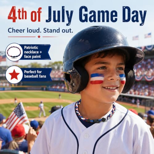 Patriotic Face Paint Stick & Baseball Necklace 2-in-1 Bundle