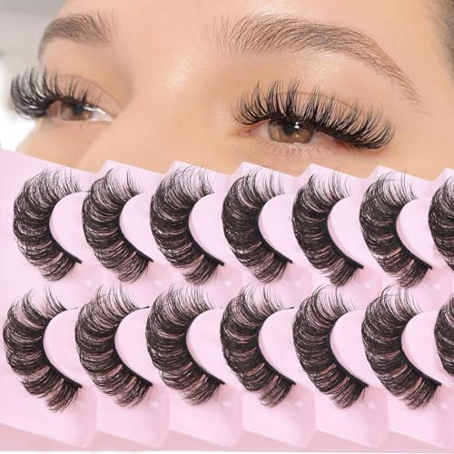 Losha DD Curl Russian Strip Lashes - 10 Pairs Wispy False Eyelashes