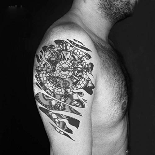 Biomechanical Gear Temporary Tattoos - 6 Sheets Waterproof Fake Tattoos