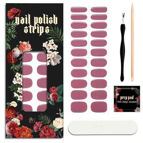 Nail Polish Strips - 22 Pcs Salon Quality Gel Nail Stickers - Long Lasting Wraps (Drama Queen Jam Pink)