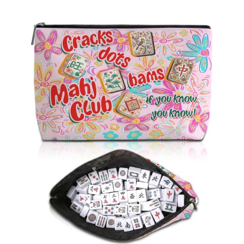 Boho Floral Mahjong Tile Bag - Durable Makeup Organizer