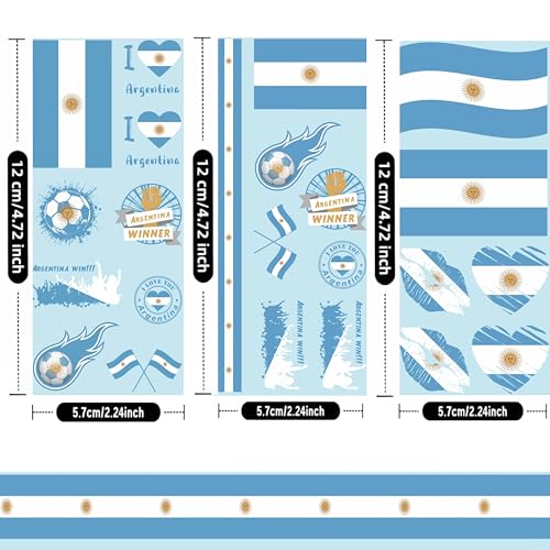 Argentina Flag Face Stickers - 16 Temporary Tattoos for Fans