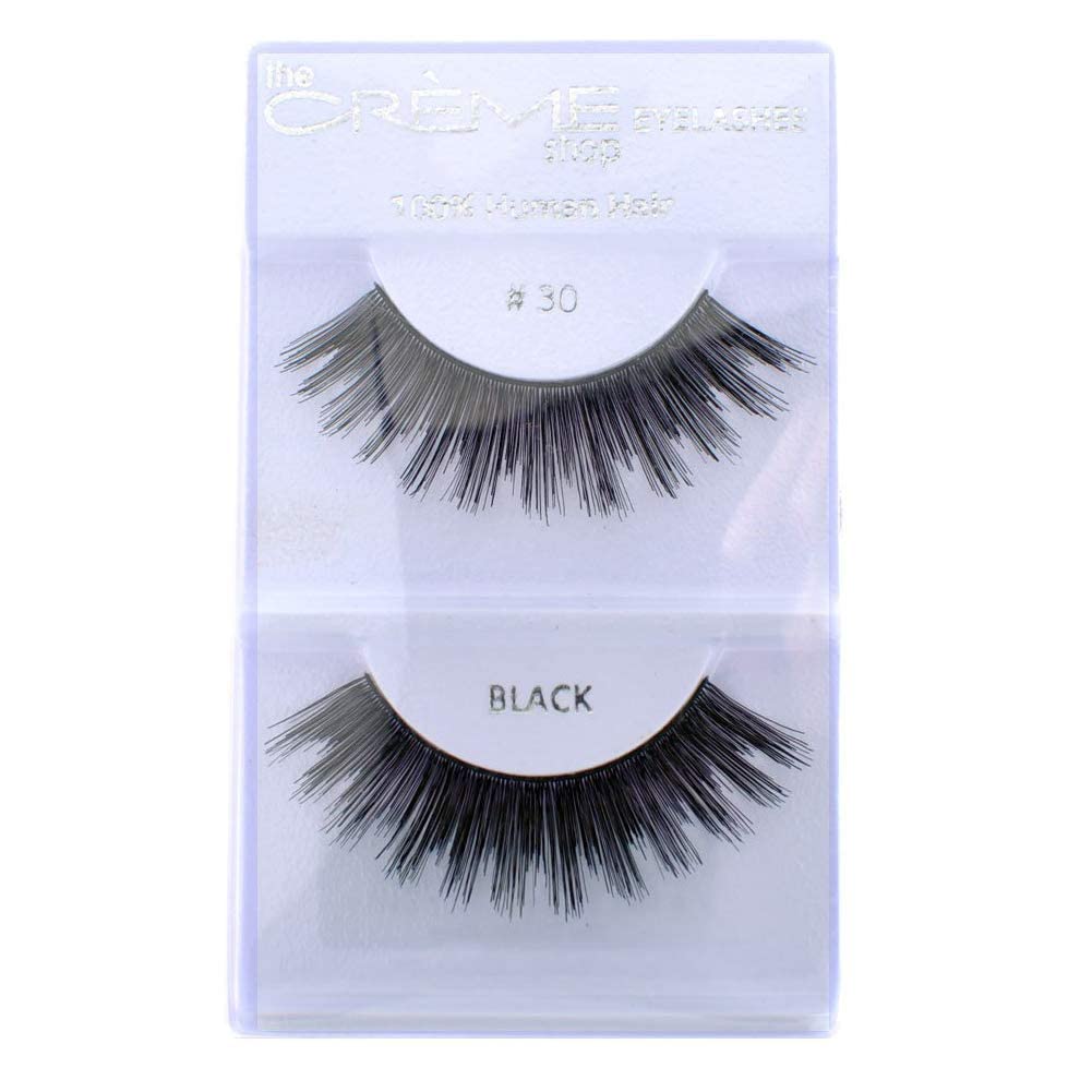 Crème Eyelashes 24 Pairs 100% Human Hair Natural Look Fluffy Wispy False Eye Lashes Lightweight Extensions Multipack #30