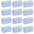 12 PACK Makeup Bags Bulk-Easter Gifts/Seersucker Bulk Cosmetic Bags/Bridesmaid Proposal Gifts/Makeup Pouch for Wedding Party Favors Birthday/Teacher/Mothers Day Gifts/Toiletry Travel Bags(12, Blue)