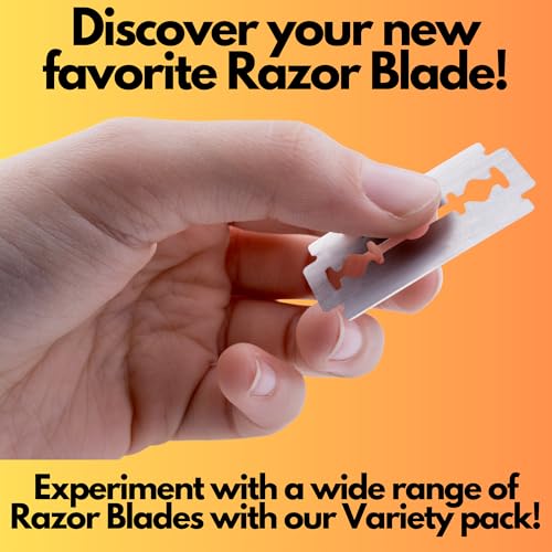 Gents Double Edge Safety Razor Blade Collection Variety Pack 50 Count ? Platinum Double Edge Blades Fits All Razors + Styptic Powder Stops Bleeding + Leather Razor Sleeve ? Men¡¯s Wet Shaving