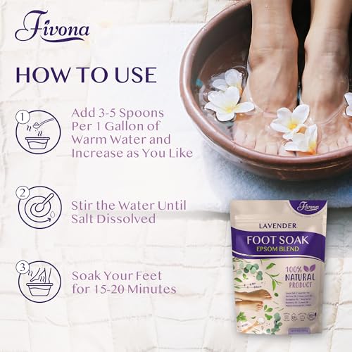 Fivona Foot Soak Epsom Salt with Lavender 14.1 oz