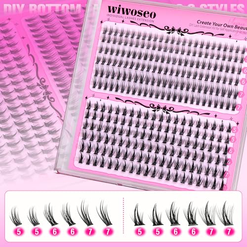 wiwoseo Spiky Bottom Lash Clusters with Bottom Lashes Clusters Wispy Lash Clusters Eyelash Clusters Eyelash Extensions Under Cluster Lashes Natural Individual Lashes Bottom Lash Extensions (240pcs)