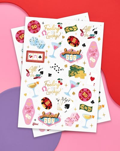 Casino Temporary Tattoos - 50 Gold Foil Designs