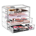 Sorbus Acrylic Makeup Organizer Set, 4-Drawer Vanity & Countertop Cosmetic Storage with Wide Drawers, Clear Makeup Storage for Brushes, Lipsticks, Jewelry ? Holiday Gift for Women & Teens