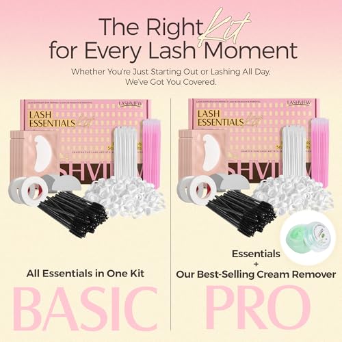 LASHVIEW 253 PCSLash Supplies Kit Lash Essentials Tools Kit Lash Supplies for Perfect Lash Extension & Removal Include Lash Pads/Eyelash Brush/Lash Tape/Glue Rings/Lash Mirror