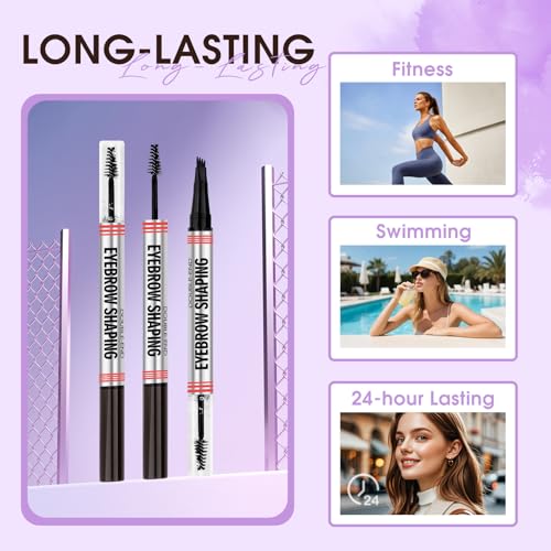 2-in-1 Eyebrow Pen & Gel - Waterproof, Long-Lasting, Dark Brown