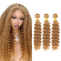 #27 Honey Blonde Deep Wave Human Hair Bundles 26 Inch