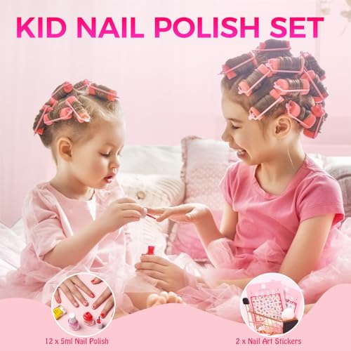 TOMICCA 10 Colors Kids Nail Polish Set - Non-Toxic Water-Based, Quick Dry Peel-Off (Variation: 10 kid nail polish)
