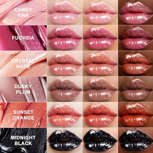 HECI BEAUTY Glitter Lip Gloss - Hydrating, Non-Sticky, Candy Pink