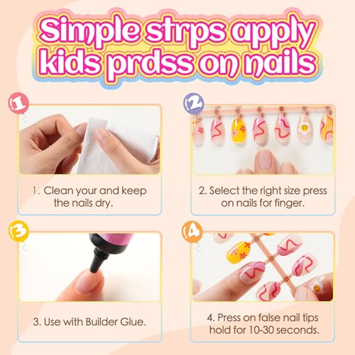 Plauva 26-Piece French Tip Press-On Nails for Kids & Teens