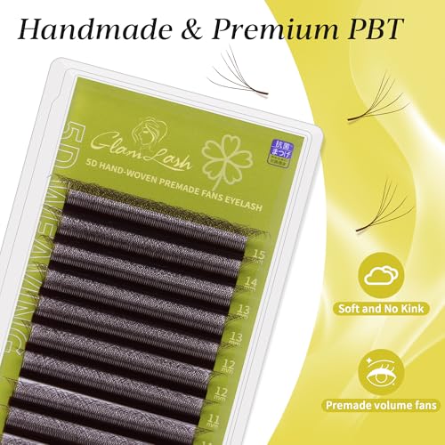 5D W Lash Extensions Premade Fans Soft Matte Brown 8-15mm
