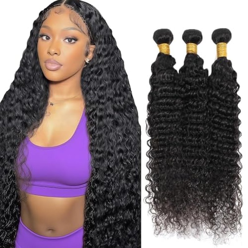 #1B Deep Wave Human Hair Bundles 3 Pack 150g