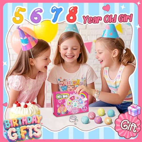 Unicorn Bath Bombs Set for Kids with Surprise Bracelets - 6 Pack