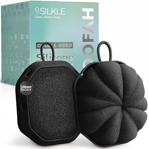 SILKLE Double-Sided Silicone Loofah - Soft & Exfoliating, 2 Pack