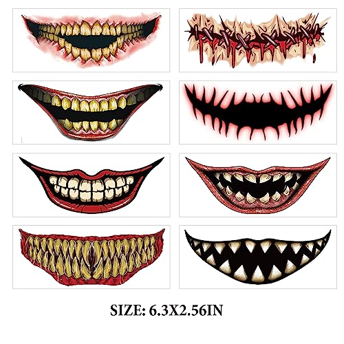 Halloween Temporary Tattoos - 10 Sheet Face Sticker Kit