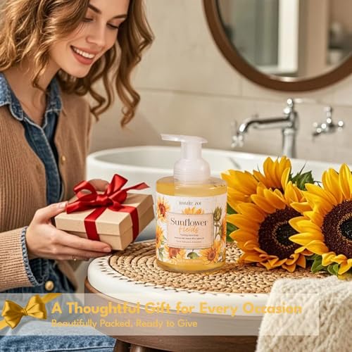 ROMIIE ZOI Foaming Hand Soap ? Sunflower Fields ? 500ml / 16.8 FL OZ - Autumn Floral Soap for Women, Thoughtful Gift for Fall Occasions