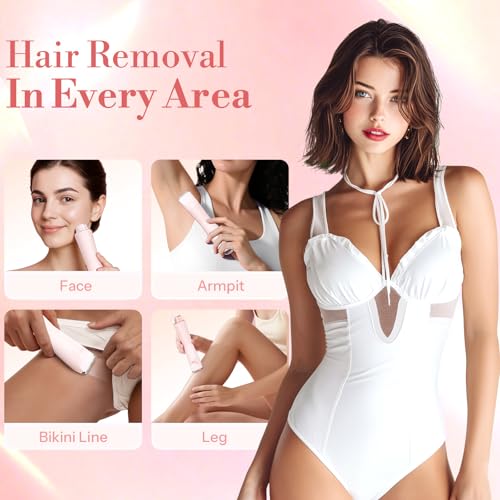 Bikini Trimmer for Women, Flyant 2 in 1 Electric Shaver for Women, Pubic Hair Trimmer Waterproof IPX7 with LED, Bikini Razor for Leg Arm Underarm Bikini Area, Teen Girl Gifts - Lavender Dream Purple