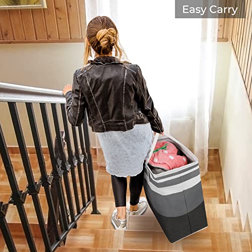 HomeHacks Large Laundry Basket, Waterproof, Freestanding Laundry Hamper, Collapsible Tall Clothes Hamper with Extended Handles for Clothes Toys in The Dorm and Family Gradient Grey,88L