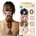 Satin Scrunchies Hair Ties 8 Pack - Gentle, No Damage